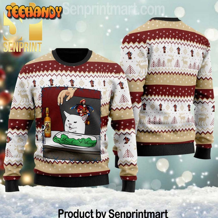 Captain Morgan Cat Meme Full Print Ugly Xmas Sweater