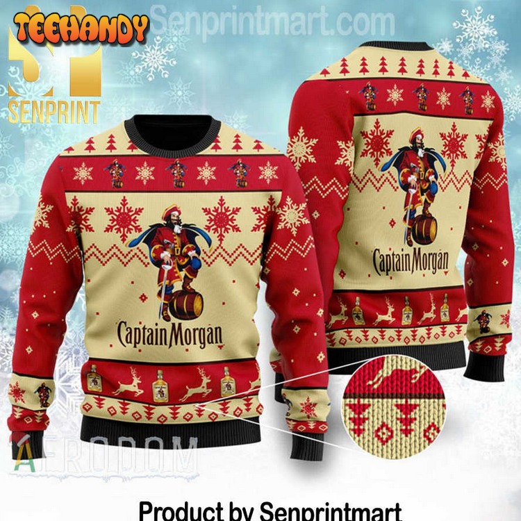 Captain Morgan Holiday Gifts Full Print Knitting Wool Ugly Xmas Sweater