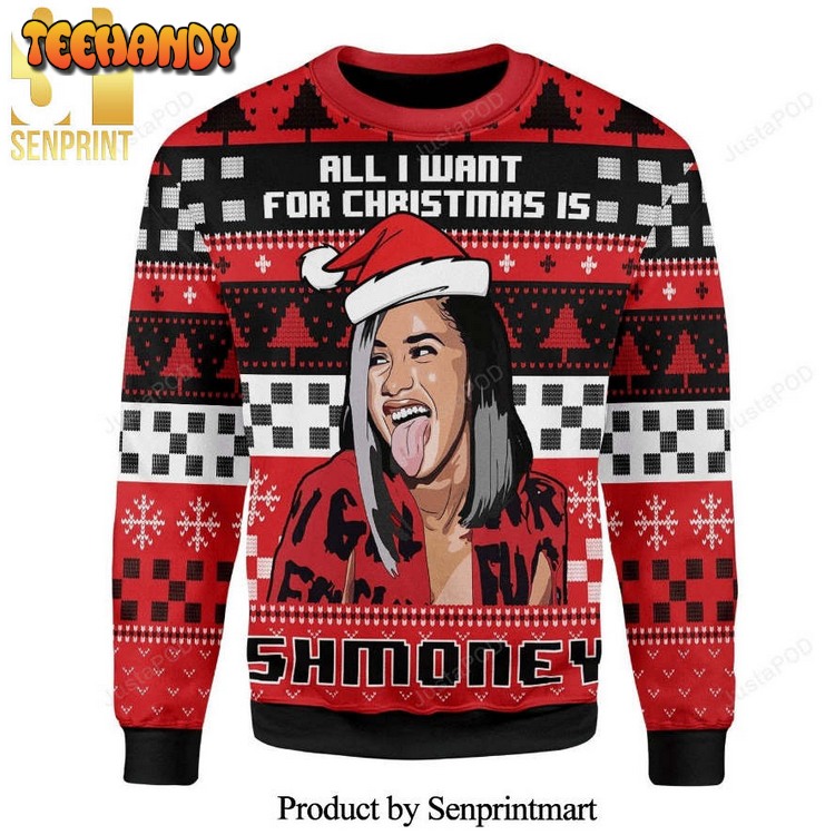 Cardi B All I Want For Christmas Is Some Money Knitted Ugly Xmas Sweater