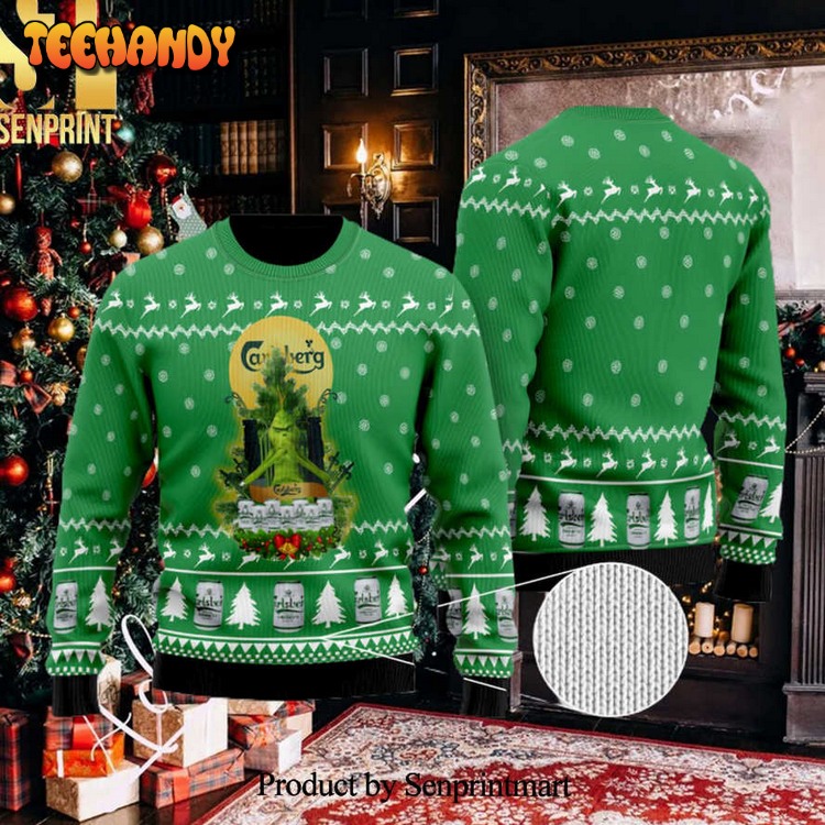 Carlsberg Grinch Snow Christmas Wool Ugly Xmas Sweater