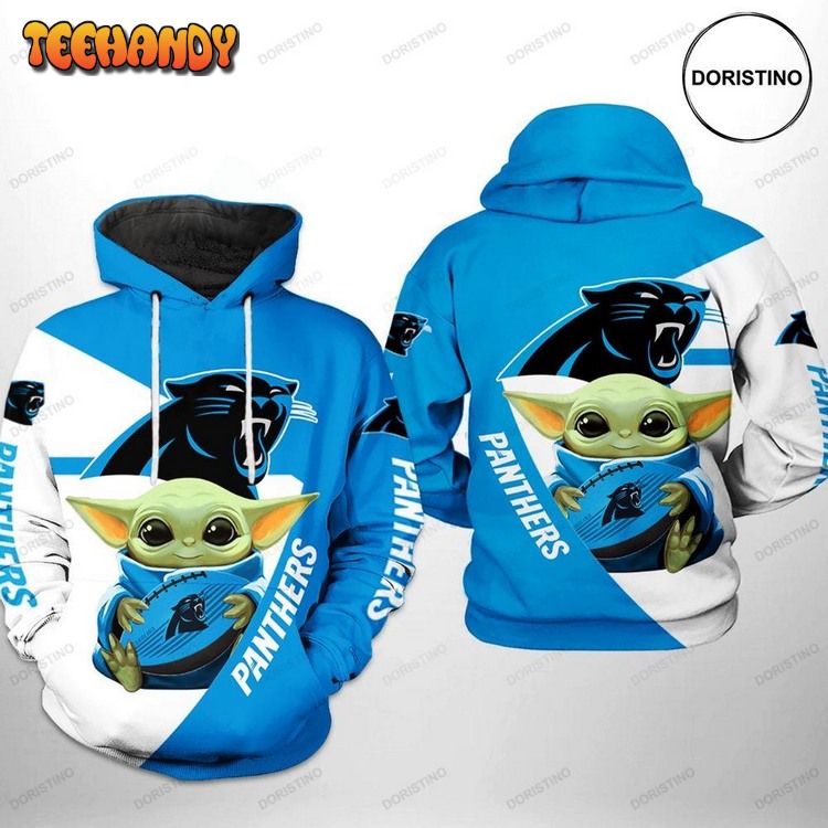 Carolina Panthers Nfl Baby Yoda Team Pullover 3D Hoodie