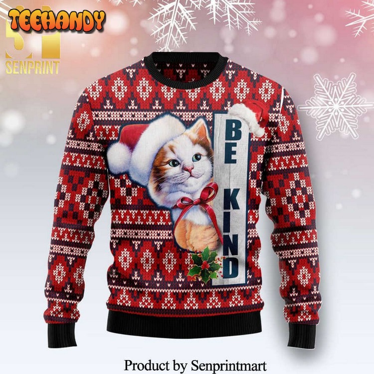 Cat Be Kind Knitted Ugly Xmas Sweater