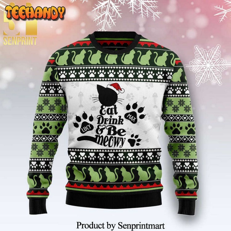 Cat Be Meowy Knitted Ugly Xmas Sweater