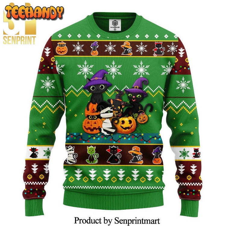 Cat Cute Witcher Noel Knitted Ugly Xmas Sweater