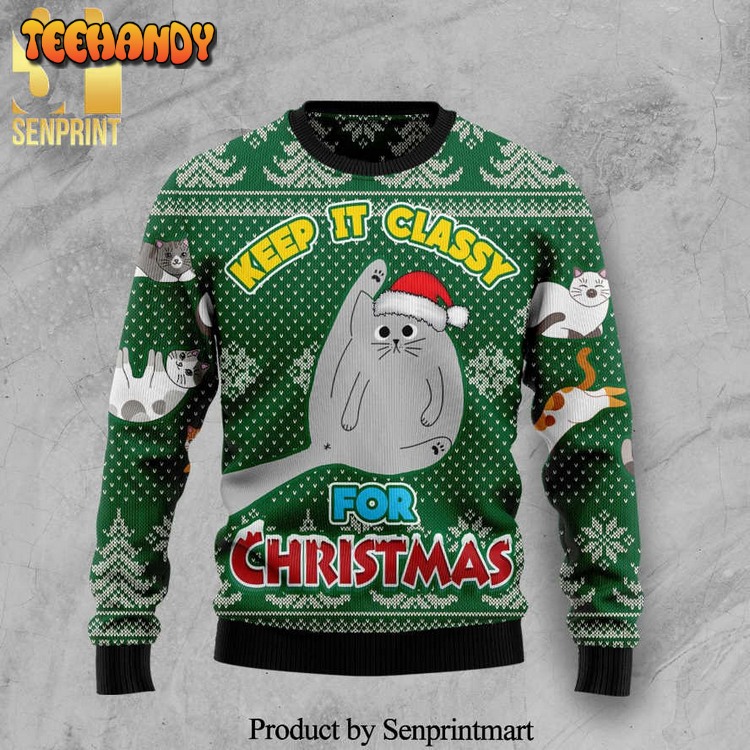 Cat Keep It Classy For Ugly Xmas Sweater