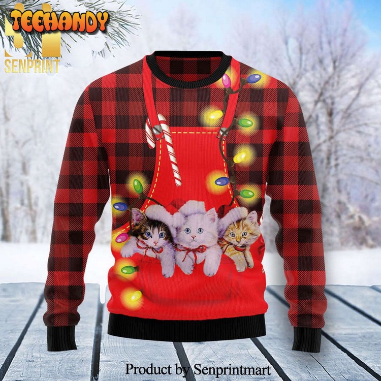 Cat Pocket Knitted Ugly Xmas Sweater