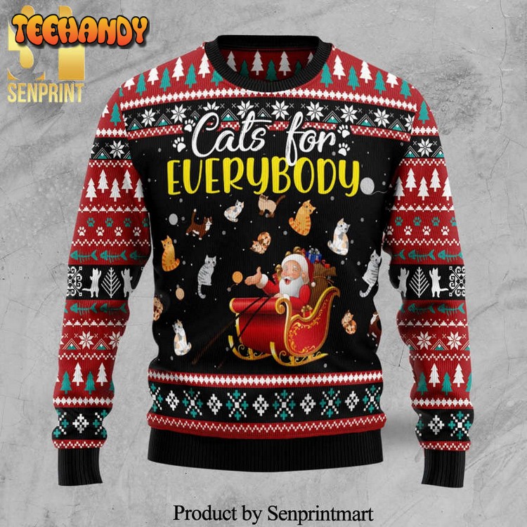 Cats For Everybody Santa Claus Knitted Ugly Xmas Sweater