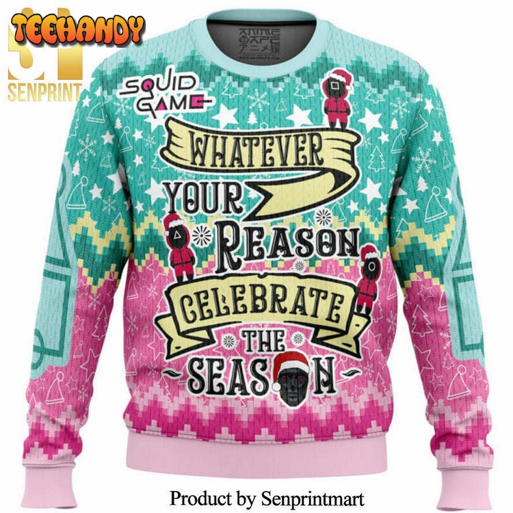 Celebrate The Season Squid Game Knitted Ugly Xmas Sweater