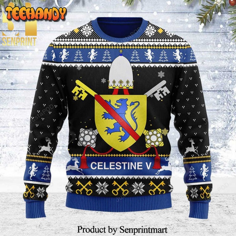 Celestine V Coat Of Arms Knitted Ugly Xmas Sweater
