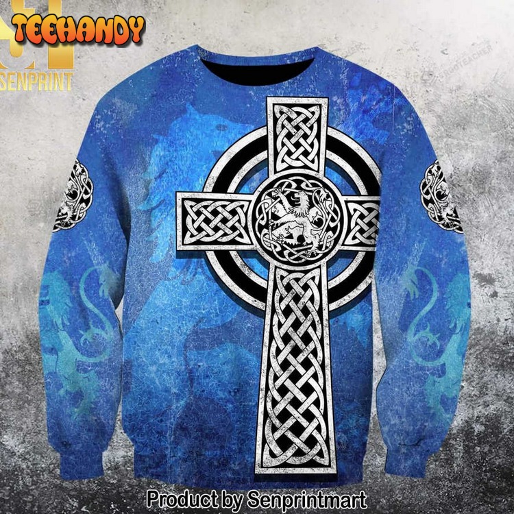 Celtic Cross Lion For Christmas Gifts Ugly Xmas Sweater