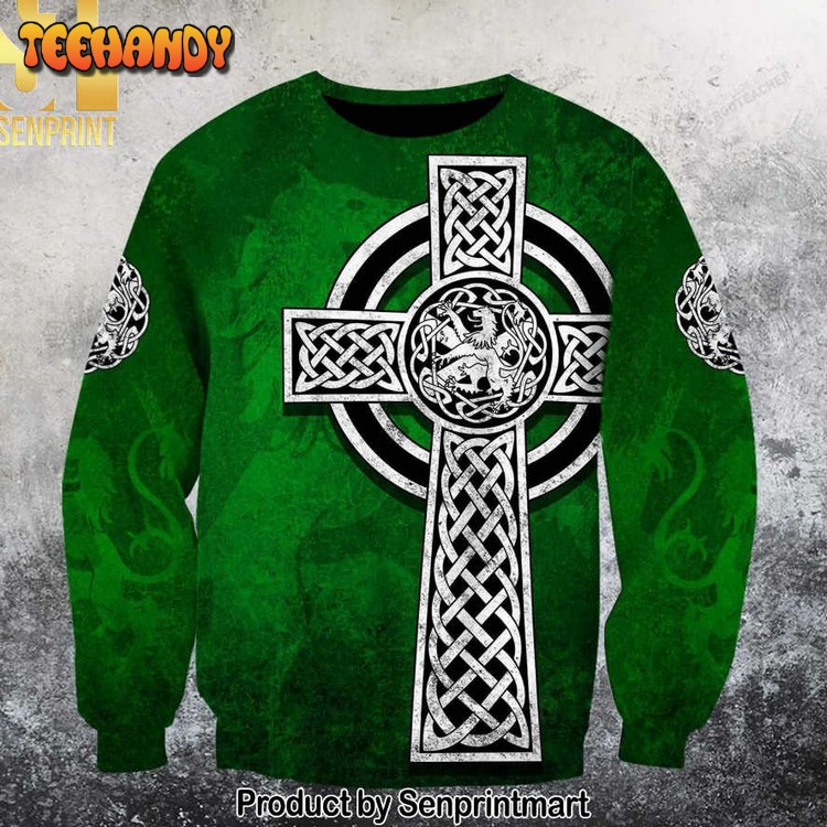 Celtic Cross Lion Ugly Xmas Sweater