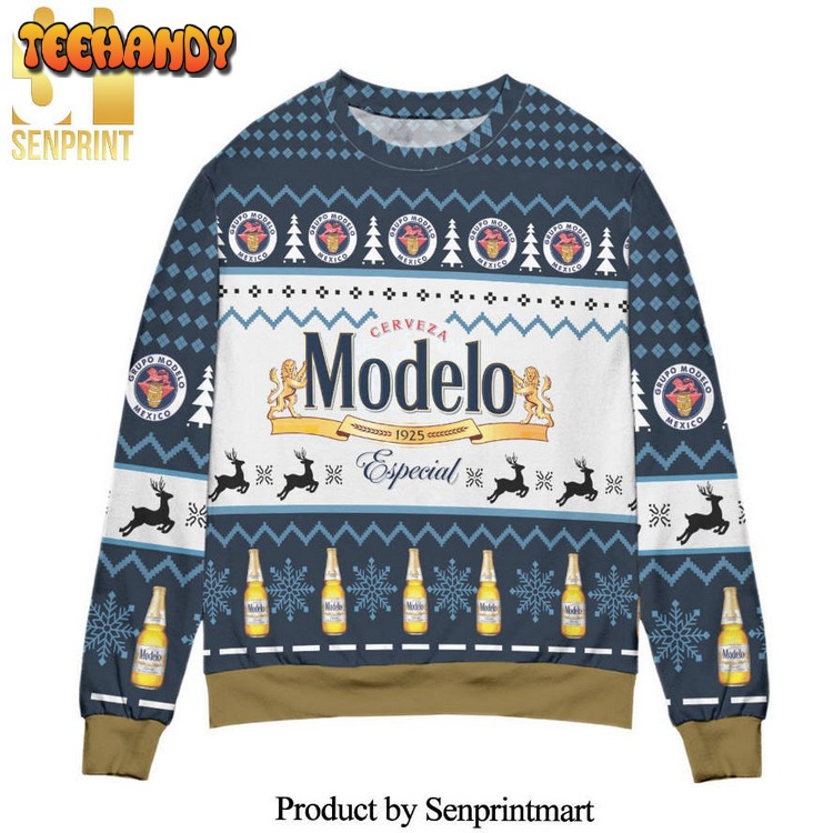 Cerveza Modelo Since 1925 Reindeer Pattern Knitted Ugly Xmas Sweater
