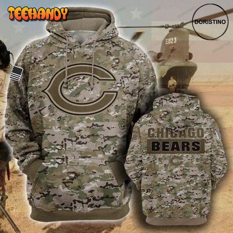 Chicago Bears Camouflage Veteran Awesome Pullover 3D Hoodie