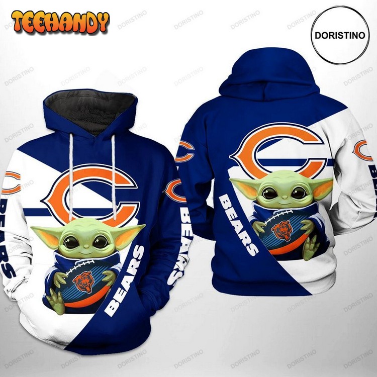 Chicago Bears Nfl Baby Yoda Team Awesome Pullover 3D Hoodie