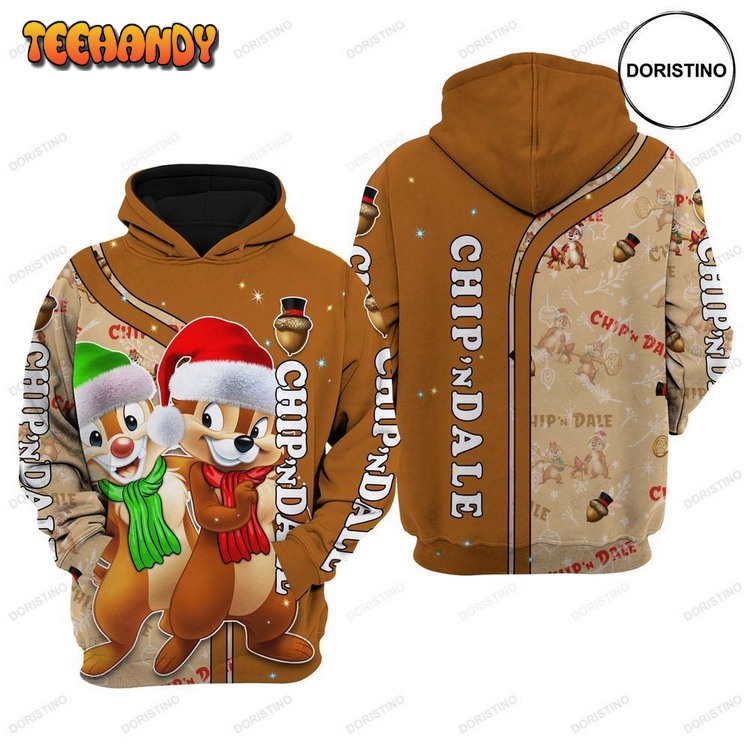 Chip And Dale Christmas All Over Print Pullover 3D Hoodie