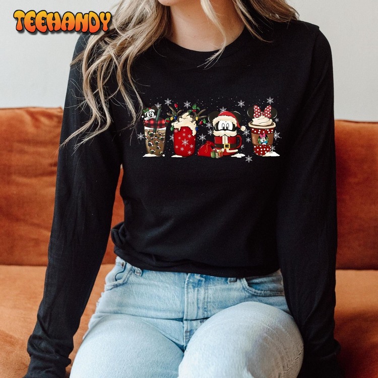 Christmas Long Sleeve Tee, Cute Disney Mickey Minnie Unisex Sweatshirt