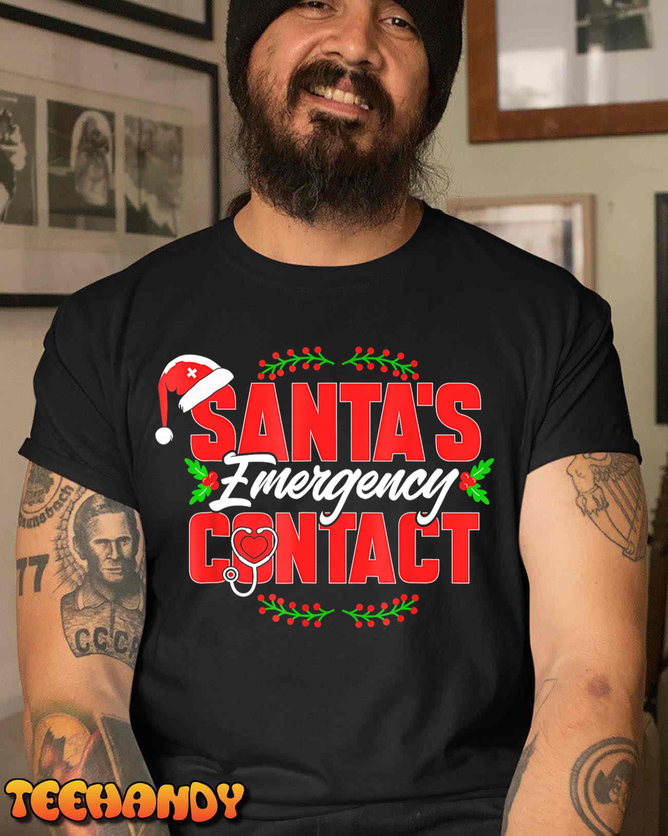 Christmas Santa’s Emergency Contact. Nurse T-Shirt