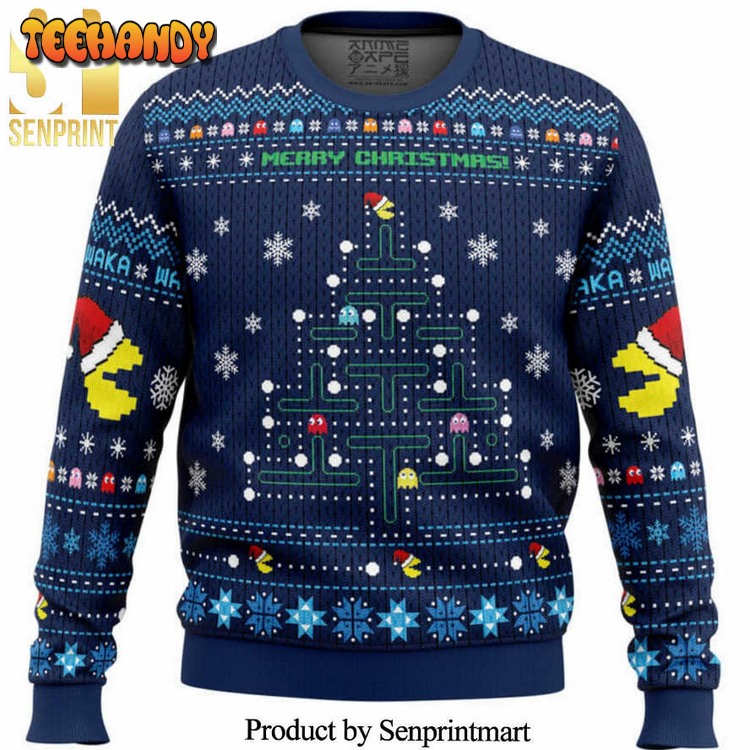 Christmas Tree Pac-Man Knitted Ugly Xmas Sweater