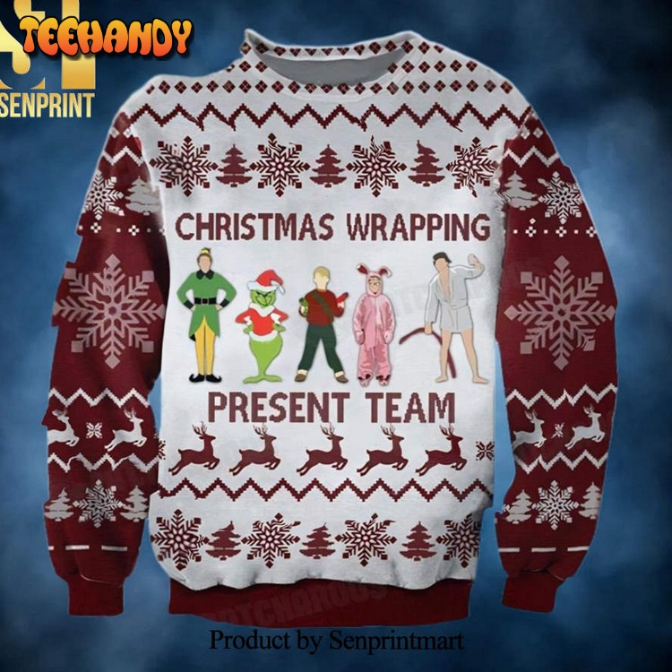 Christmas Wrapping Present Team Grinch 3D Printed Ugly Xmas Sweater