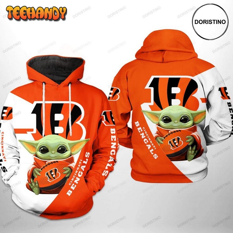 Cincinnati Bengals Nfl Baby Yoda Team Awesome Pullover 3D Hoodie