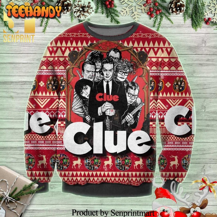 Clue The Movie Character Drawing Knitted Ugly Xmas Sweater