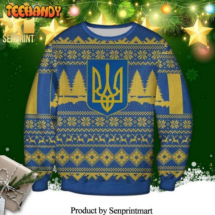 Coat Of Arms Of Ukraine Knitted Ugly Xmas Sweater