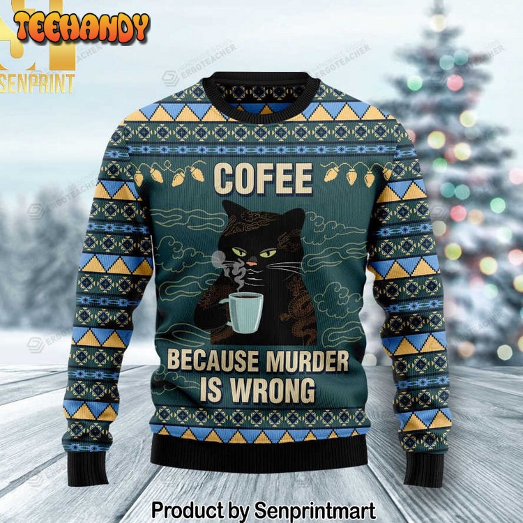 Coffee Cat Ugly Xmas Sweater