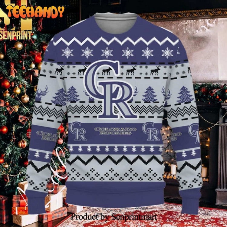 Colorado RockiesSnowflake Reindeer Pattern Ugly Xmas Sweater
