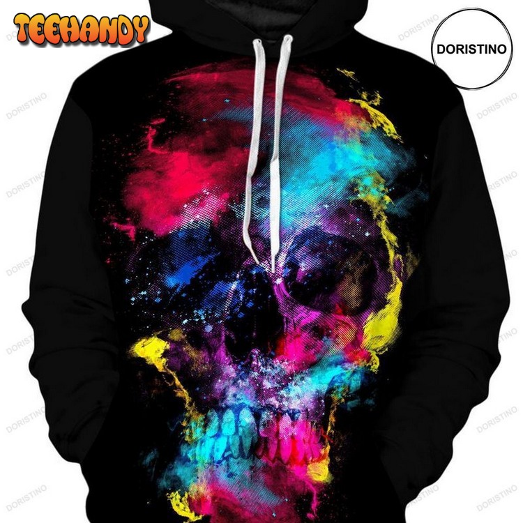 Colorful Skull All Over Print Hoodie