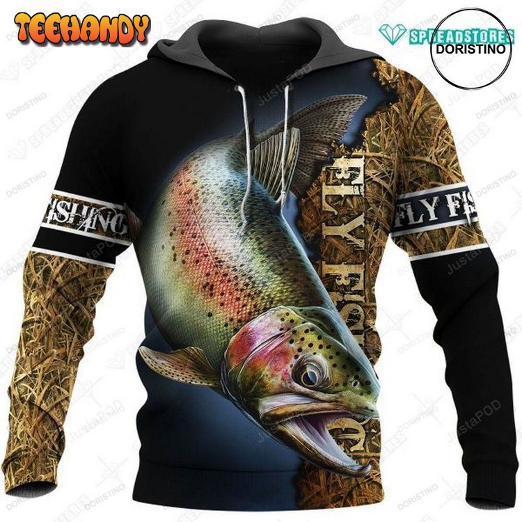 Cool Fly Fishing Art Awesome Pullover 3D Hoodie