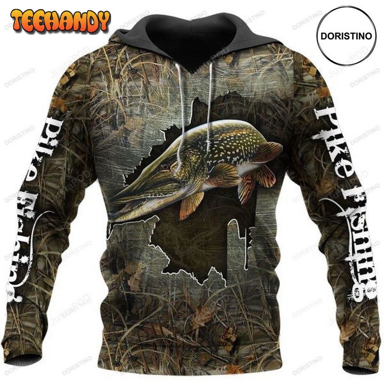 Cool Pike Fishing All Over Print Pullover 3D Hoodie