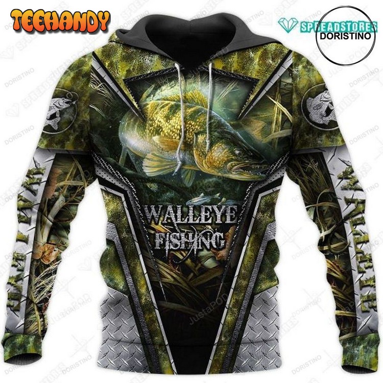 Cool Walleye Fishing Camo Awesome Pullover 3D Hoodie