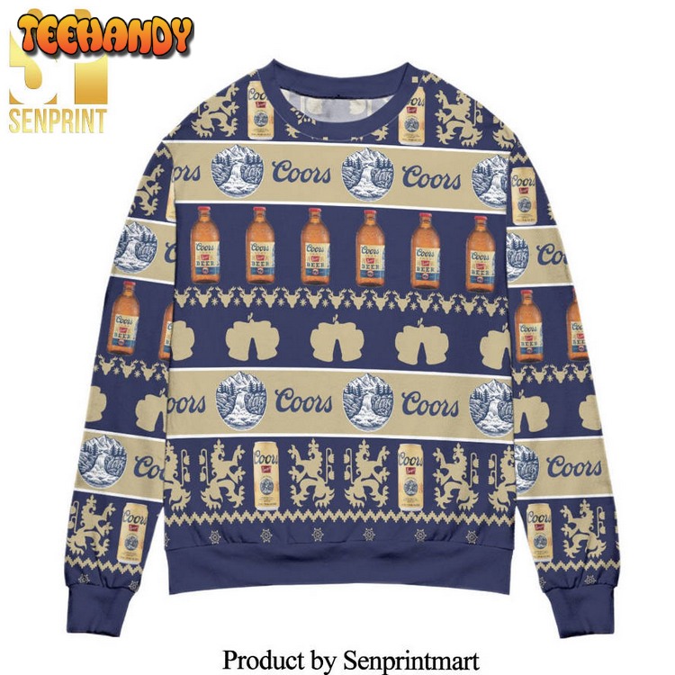 Coors Banquet Beer Reindeer Pattern Knitted Ugly Xmas Sweater