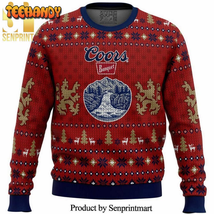 Coors Banquet Reindeer Knitted Ugly Xmas Sweater