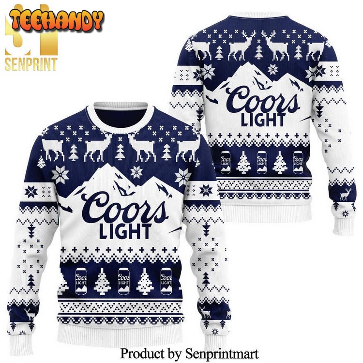 Coors Light Beer Mountain Knitted Ugly Xmas Sweater