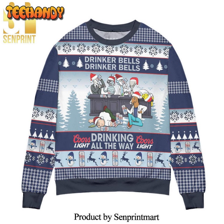 Coors Light Drinker Bell Drinker Bell Christmas Pattern Ugly Xmas Sweater