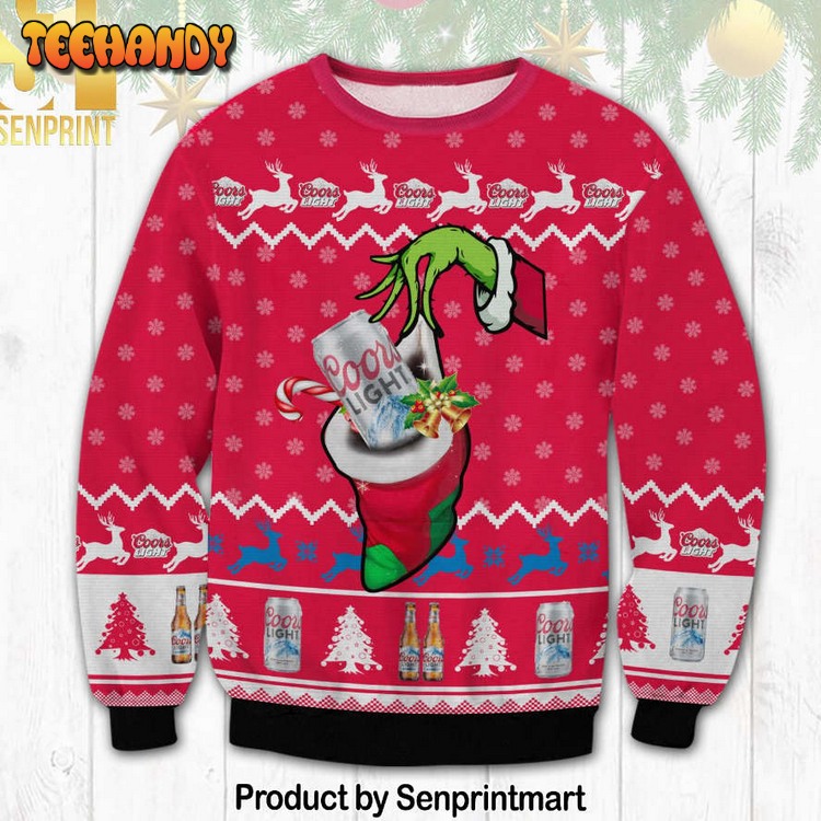 Coors Light Grinch Hand Ugly Xmas Sweater