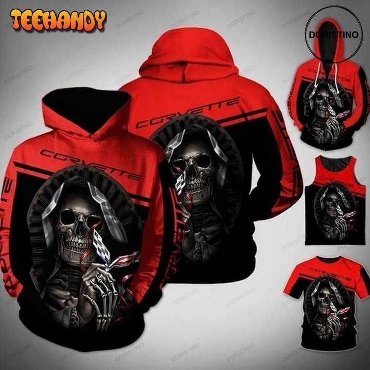 Corvette Maiden Skull Awesome Pullover 3D Hoodie