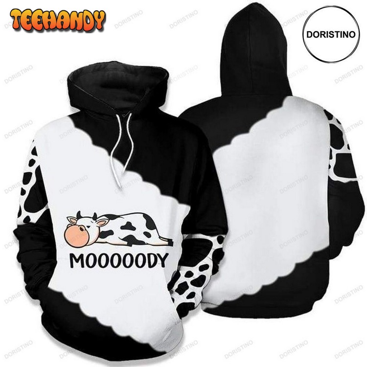 Cow Cute Mooooody Awesome Pullover 3D Hoodie