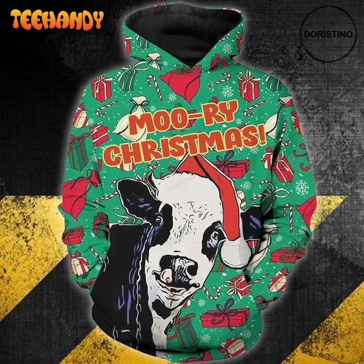 Cow Moory Christmas All Over Print Pullover 3D Hoodie