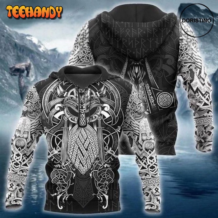 Cozy Viking Tattoo Ed Custom All Over Print Pullover 3D Hoodie