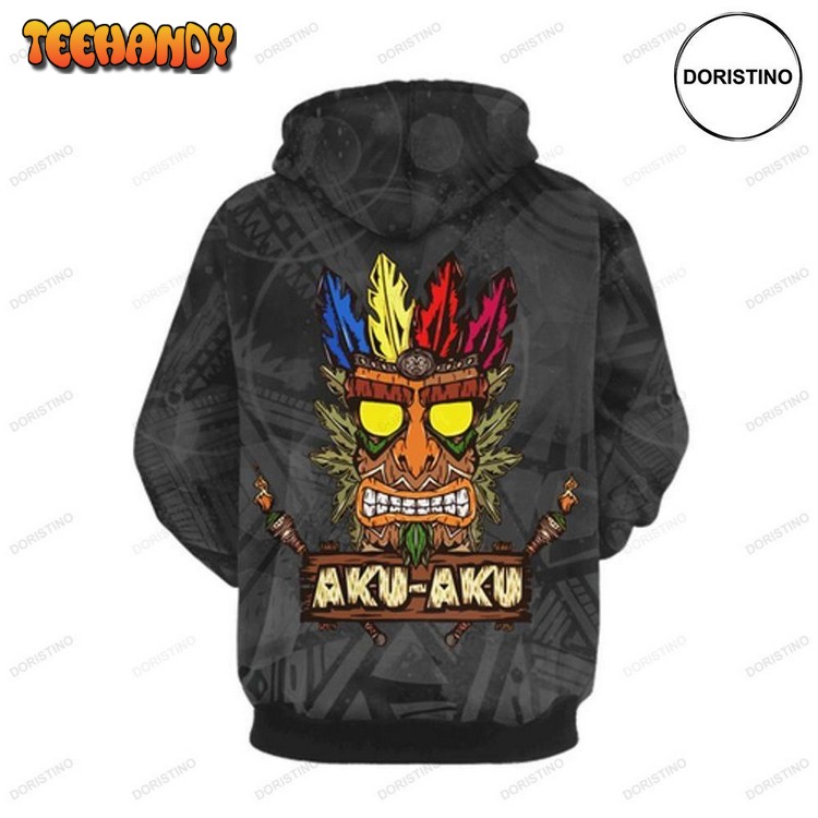 Crash Bandicoot Aku Aku Ed Custom Awesome Pullover 3D Hoodie