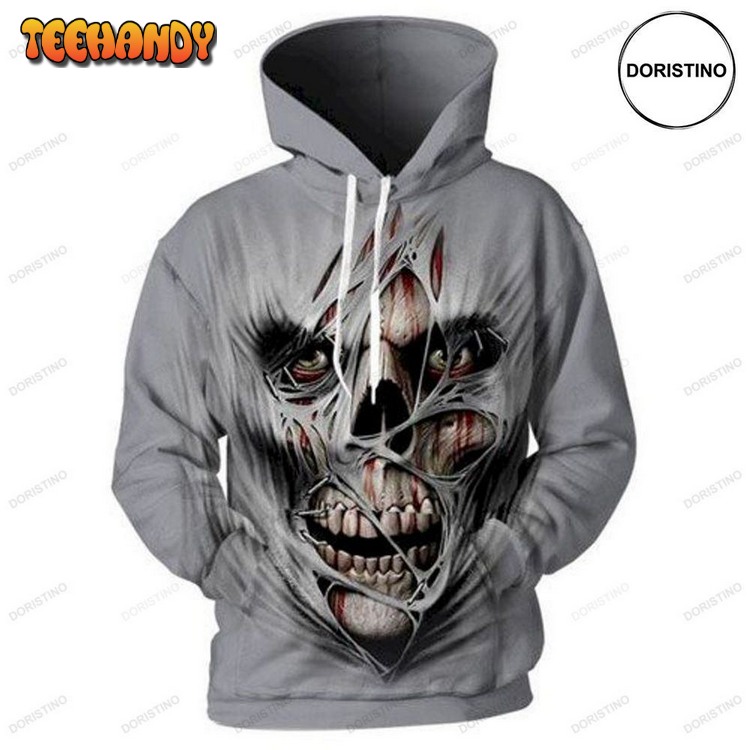 Creepy Skull Ed Custom All Over Print Pullover 3D Hoodie