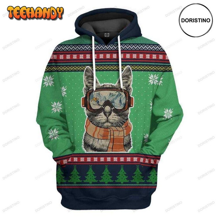 Custom Skiing Cat Limited Edition Pullover 3D Hoodie