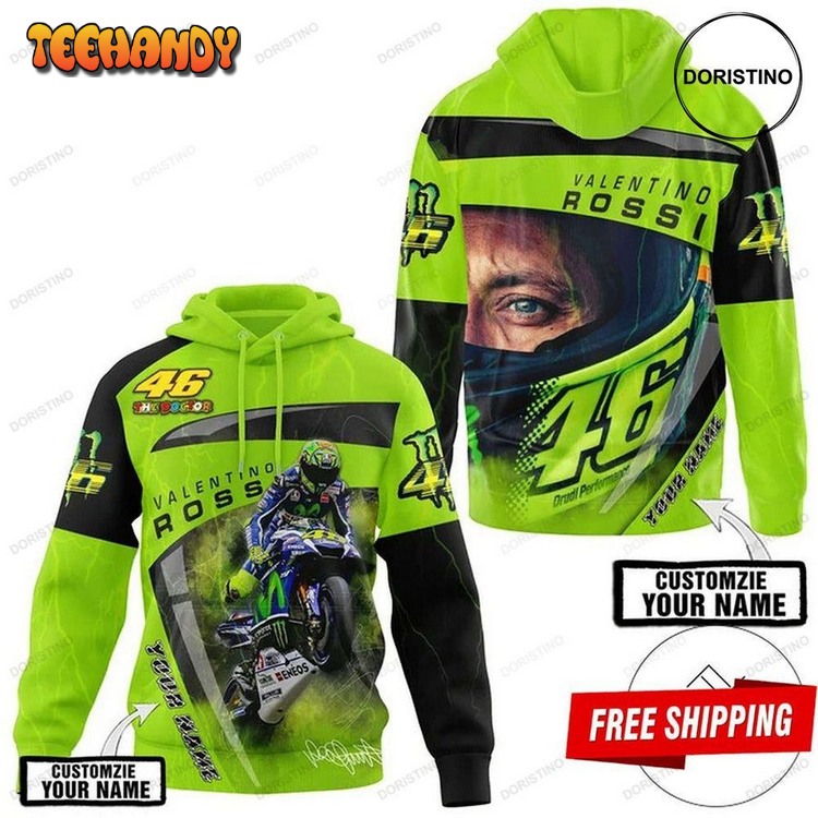 Customize Name Valentino Rossi 46 Moto Gp Racing Pullover 3D Hoodie