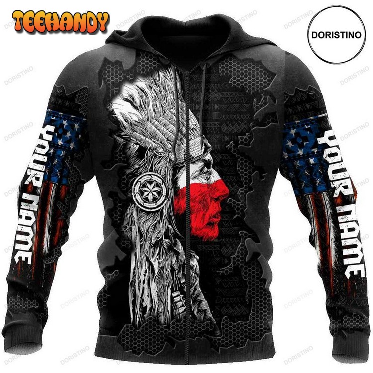 Customize Native American Usa Flag Awesome Pullover 3D Hoodie