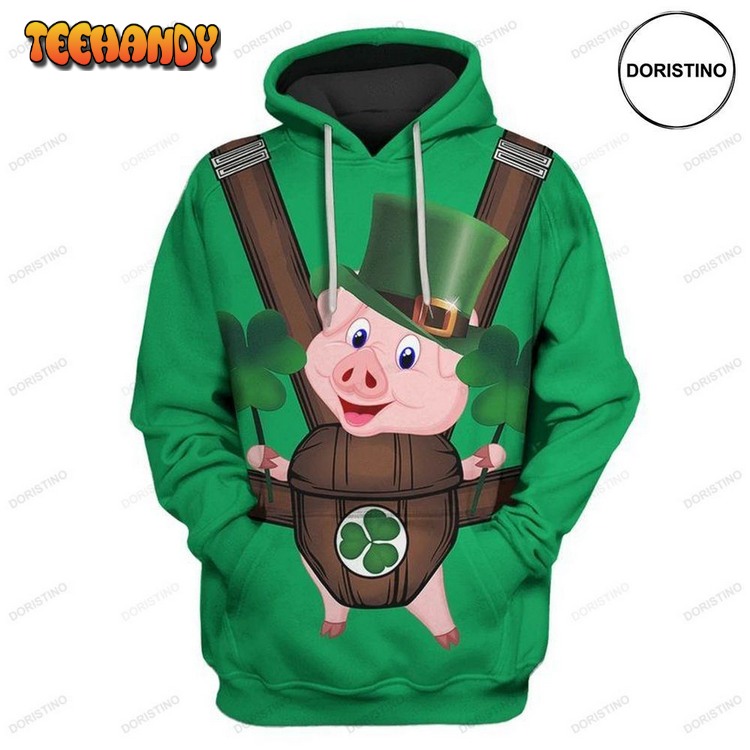 Cute Pig Saint Patricks Day Awesome Pullover 3D Hoodie