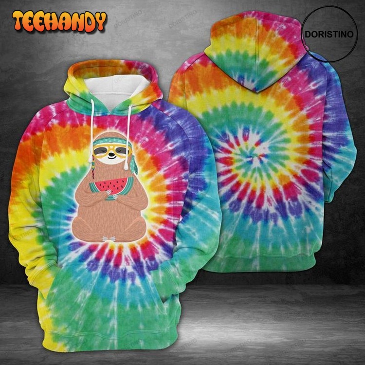 Cute Sloth Tie Dye Awesome Pullover 3D Hoodie