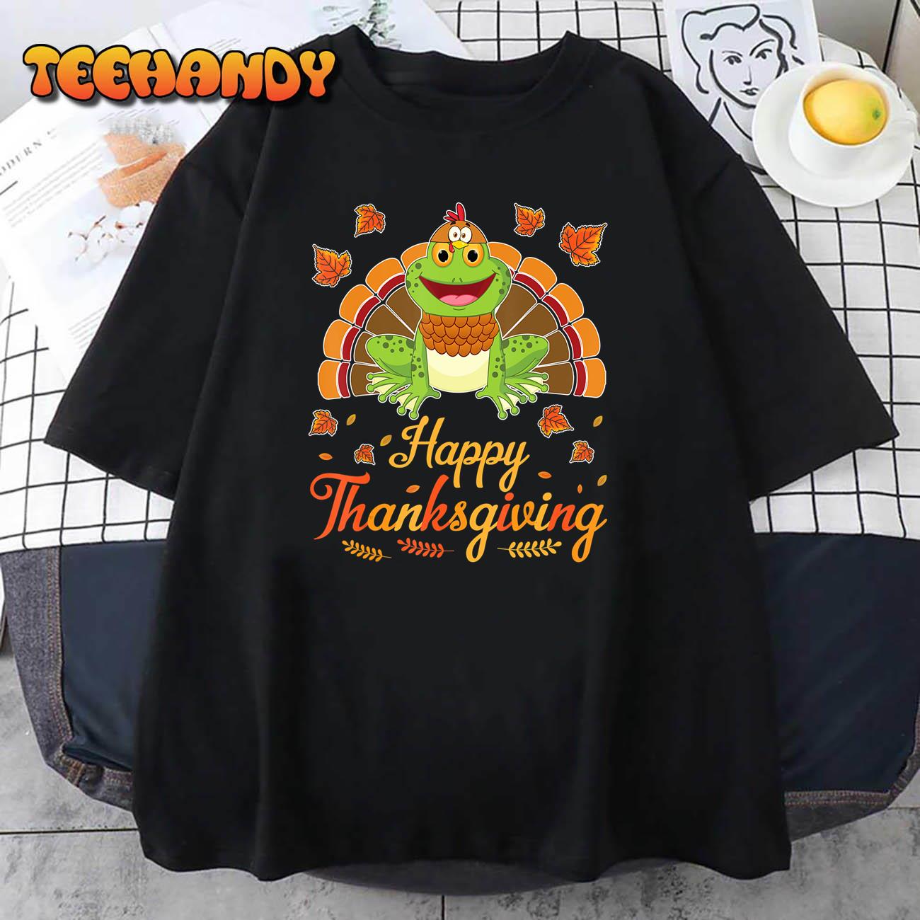 Cute Turkey Frog Happy Halloween Thanksgiving Day Shirt