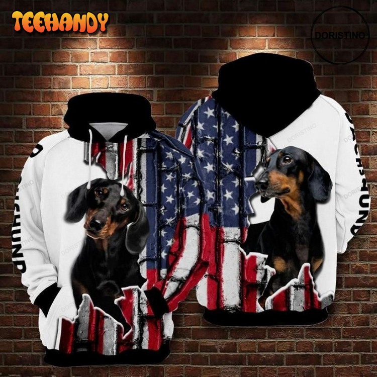 Dachshund American Awesome Pullover 3D Hoodie